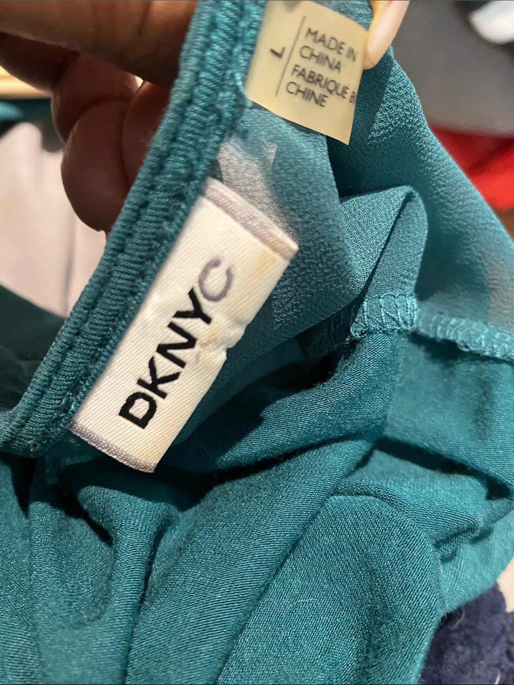 DKNYC asymmetrical Teal Top